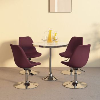 Pack 4 Uds Sillas De Comedor | Silla De Cocina | Mueble De Comedor Giratorias Tela Morado Cfw791376