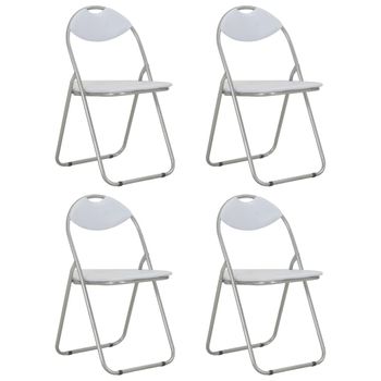 Pack 4 Uds Sillas De Comedor | Silla De Cocina | Mueble De Comedor Plegables Cuero Sintético Blanco Cfw791407