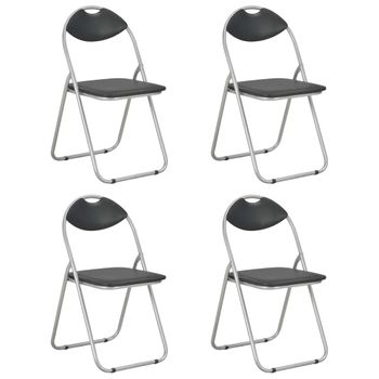 Pack 4 Uds Sillas De Comedor | Silla De Cocina | Mueble De Comedor Plegables Cuero Sintético Negro Cfw791408