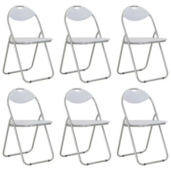 Pack 6 Uds Sillas De Comedor | Silla De Cocina | Mueble De Comedor Plegables Cuero Sintético Blanco Cfw791409