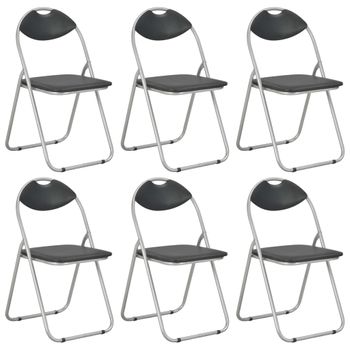 Pack 6 Uds Sillas De Comedor | Silla De Cocina | Mueble De Comedor Plegables Cuero Sintético Negro Cfw791410