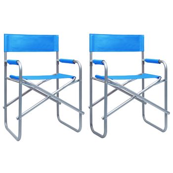 Pack 2 Uds Sillón De Salón | Sillas De Director Acero Azul Cfw791427