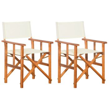 Pack 2 Uds Sillón De Salón | Sillas De Director Madera Maciza De Acacia Cfw791431