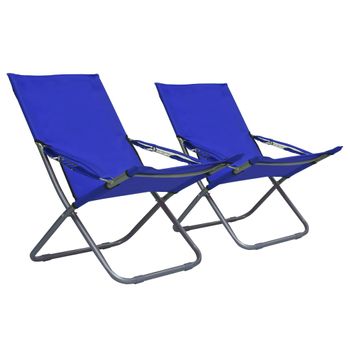 Pack 2 Uds Sillón De Salón | Sillas De Playa Plegables Tela Azul Cfw791464