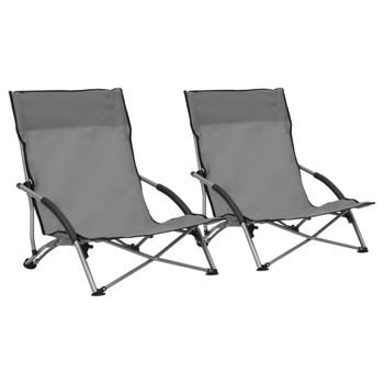 Pack 2 Uds Sillón De Salón | Sillas De Playa Plegables Tela Gris Cfw791469