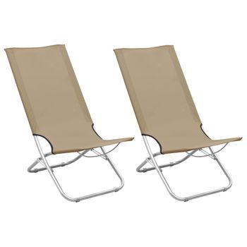 Pack 2 Uds Sillón De Salón | Sillas De Playa Plegables Tela Gris Taupe Cfw791473