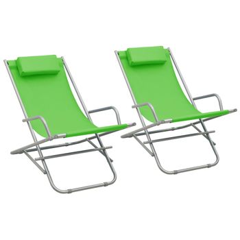 Pack 2 Uds Sillón De Salón | Sillas Mecedoras Acero Verde Cfw791506