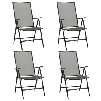 Pack 4 Uds Sillón De Salón | Sillas Plegables De Malla De Acero Gris Antracita Cfw791514