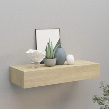 Estante Con Cajón De Pared | Estante Flotante | Repisa De Pared Mdf Roble 60x23,5x10 Cm Cfw759179