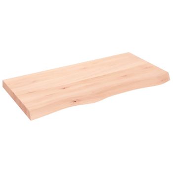 Estante De Pared | Estante Flotante | Repisa De Pared Madera Maciza Roble Sin Tratar 100x50x(2-6) Cm Cfw759411