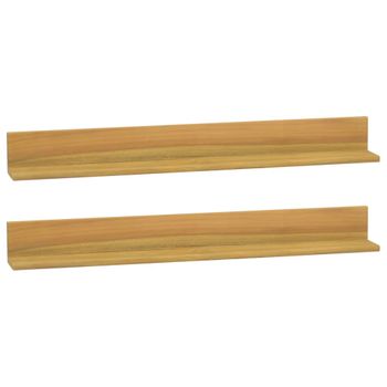 Pack 2 Uds Estantes De Pared | Estante Flotante | Repisa De Pared Madera Maciza De Teca 90x10x10 Cm Cfw761980