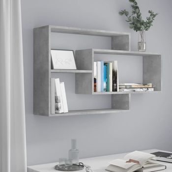 Estantes De Pared | Estante Flotante | Repisa De Pared De Contrachapada Gris Hormigón 104x20x58,5 Cm Cfw762105