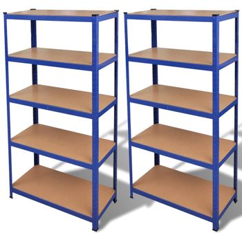 Pack 2 Uds Estante De Almacenamiento | Librería Industrial | Estanteria Azul Cfw759206