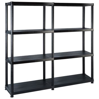 Estante De Almacenaje 4 Niveles | Librería Industrial | Estanteria Negro Plástico 122x30,5x130 Cm Cfw759208