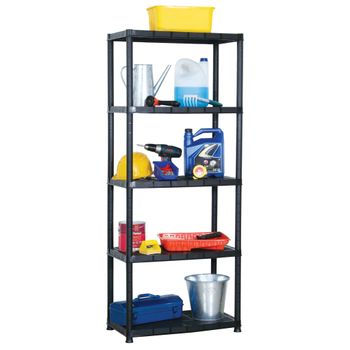 Estante De Almacenaje 5 Niveles | Librería Industrial | Estanteria Negro Plástico 71x38x170 Cm Cfw759214