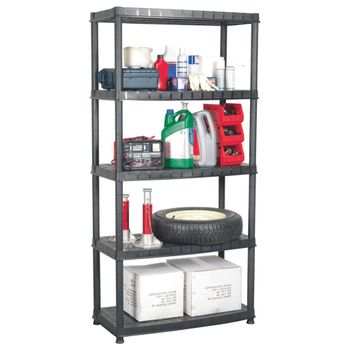 Estante De Almacenaje 5 Niveles | Librería Industrial | Estanteria Negro Plástico 85x40x185 Cm Cfw759215