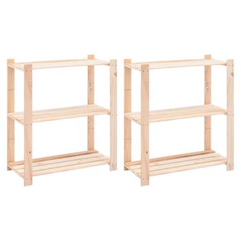 Pack 2 Uds Estanteria | Librería Industrial | Estante 3 Niveles Madera Pino Maciza 150 Kg Cfw760020