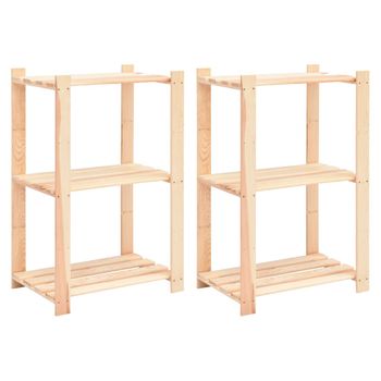 Pack 2 Uds Estanteria | Librería Industrial | Estante 3 Niveles Madera Pino Maciza 150 Kg Cfw760021