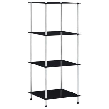 Estanteria | Librería Industrial | Estante 4 Niveles Cristal Templado Negro 40x40x100 Cm Cfw760056