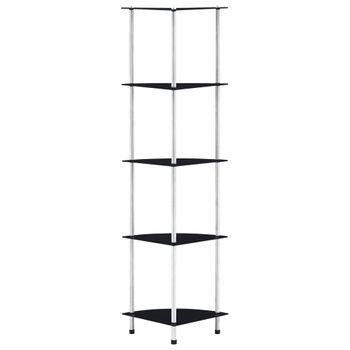 Estanteria | Librería Industrial | Estante 5 Niveles Cristal Templado Negro 30x30x130 Cm Cfw760161