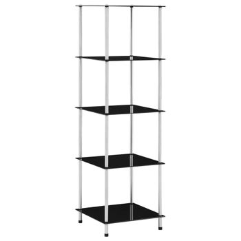 Estanteria | Librería Industrial | Estante 5 Niveles Cristal Templado Negro 40x40x130 Cm Cfw760162