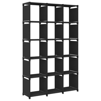 Estanteria | Librería Industrial | Estante De 15 Cubos De Tela Negro 103x30x175,5 Cm Cfw760298