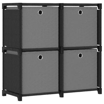 Estanteria | Librería Industrial | Estante De 4 Cubos Con Cajas De Tela Negro 69x30x72,5 Cm Cfw760380