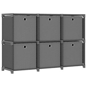 Estanteria | Librería Industrial | Estante De 6 Cubos Con Cajas De Tela Gris 103x30x72,5 Cm Cfw760513