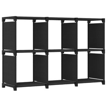 Estanteria | Librería Industrial | Estante De 6 Cubos De Tela Negra 103x30x72,5 Cm Cfw760516