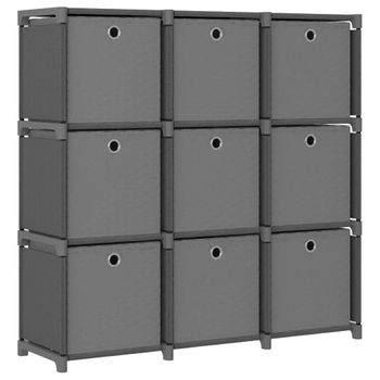 Estanteria | Librería Industrial | Estante De 9 Cubos Con Cajas De Tela Gris 103x30x107,5 Cm Cfw760524