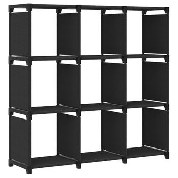 Estanteria | Librería Industrial | Estante De 9 Cubos De Tela Negro 103x30x107,5 Cm Cfw760527