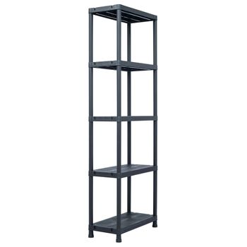 Estanteria | Librería Industrial | Estante De Plástico 125 Kg 60x30x180 Cm Negro Cfw760808