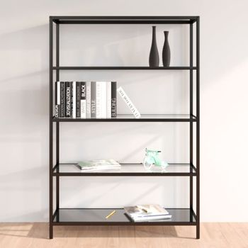 Estanteria | Librería Industrial | Estante Transparente Vidrio Templado Y Negro 100x36x168 Cm Cfw761334