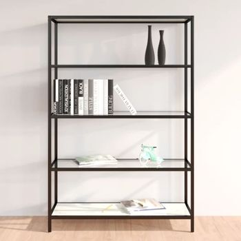 Estanteria | Librería Industrial | Estante Vidrio Transparente Y Blanco Mármol 100x36x168 Cm Cfw761337