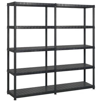 Estanteria | Librería Industrial | Estantes De Almacenaje 5 Niveles Plástico Negro 170x40x185cm Cfw761794