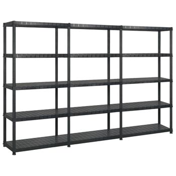 Estanteria | Librería Industrial | Estantes De Almacenaje 5 Niveles Plástico Negro 255x40x185cm Cfw761795