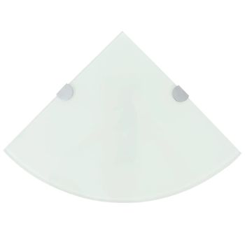 Pack 2 Uds Estante | Estanterias Esquina Soportes Cromados Vidrio Blanco 25x25 Cm Cfw762118