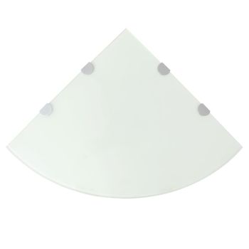 Pack 2 Uds Estante | Estanterias Esquina Soportes Cromados Vidrio Blanco 45x45 Cm Cfw762120