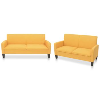 Conjunto De 2 Sofá De Salón | Sofá De Descanso Tela Amarillo Cfw41267