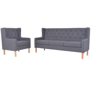 Conjunto De 2 Sofá De Salón | Sofá De Descanso Tela Gris Cfw92355