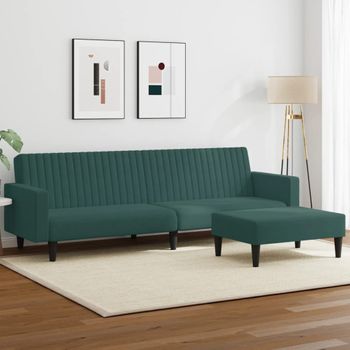 Juego De 2 Sofá De Salón | Sofá De Descanso Terciopelo Verde Oscuro Cfw66291