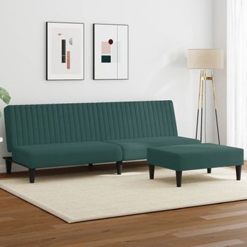 Juego De 2 Sofá De Salón | Sofá De Descanso Terciopelo Verde Oscuro Cfw66290