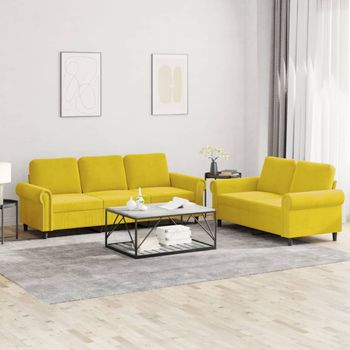 Juego De Sofás Con Cojines 2 Uds | Sofá De Salón | Sofá De Descanso Terciopelo Amarillo Cfw66233