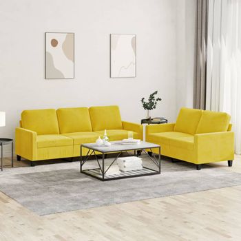 Juego De Sofás Con Cojines 2 Uds | Sofá De Salón | Sofá De Descanso Terciopelo Amarillo Cfw72680