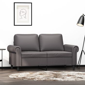 Sofá De 2 Plazas | Sofá De Salón | Sofá De Descanso De Cuero Sintético Gris 120 Cm Cfw65983