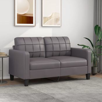 Sofá De 2 Plazas | Sofá De Salón | Sofá De Descanso De Cuero Sintético Gris 140 Cm Cfw37527