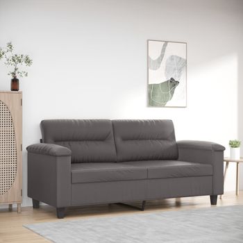 Sofá De 2 Plazas | Sofá De Salón | Sofá De Descanso De Cuero Sintético Gris 140 Cm Cfw20964