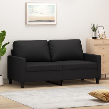 Sofá De 2 Plazas | Sofá De Salón | Sofá De Descanso De Cuero Sintético Negro 140 Cm Cfw44993