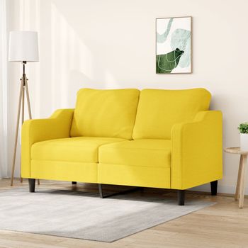 Sofá De 2 Plazas | Sofá De Salón | Sofá De Descanso De Tela Amarillo Claro 140 Cm Cfw16481