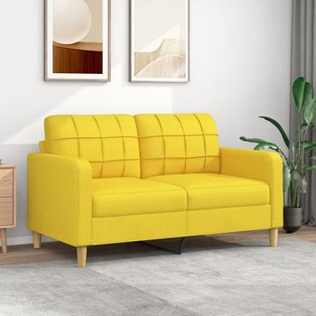 Sofá De 2 Plazas | Sofá De Salón | Sofá De Descanso De Tela Amarillo Claro 140 Cm Cfw65994